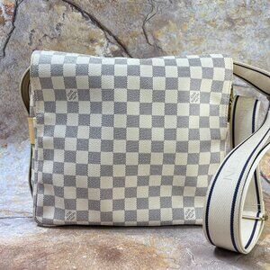 Louis Vuitton Naviglio Daimer Azur Crossbody / Shoulder Bag White Messenger Bag